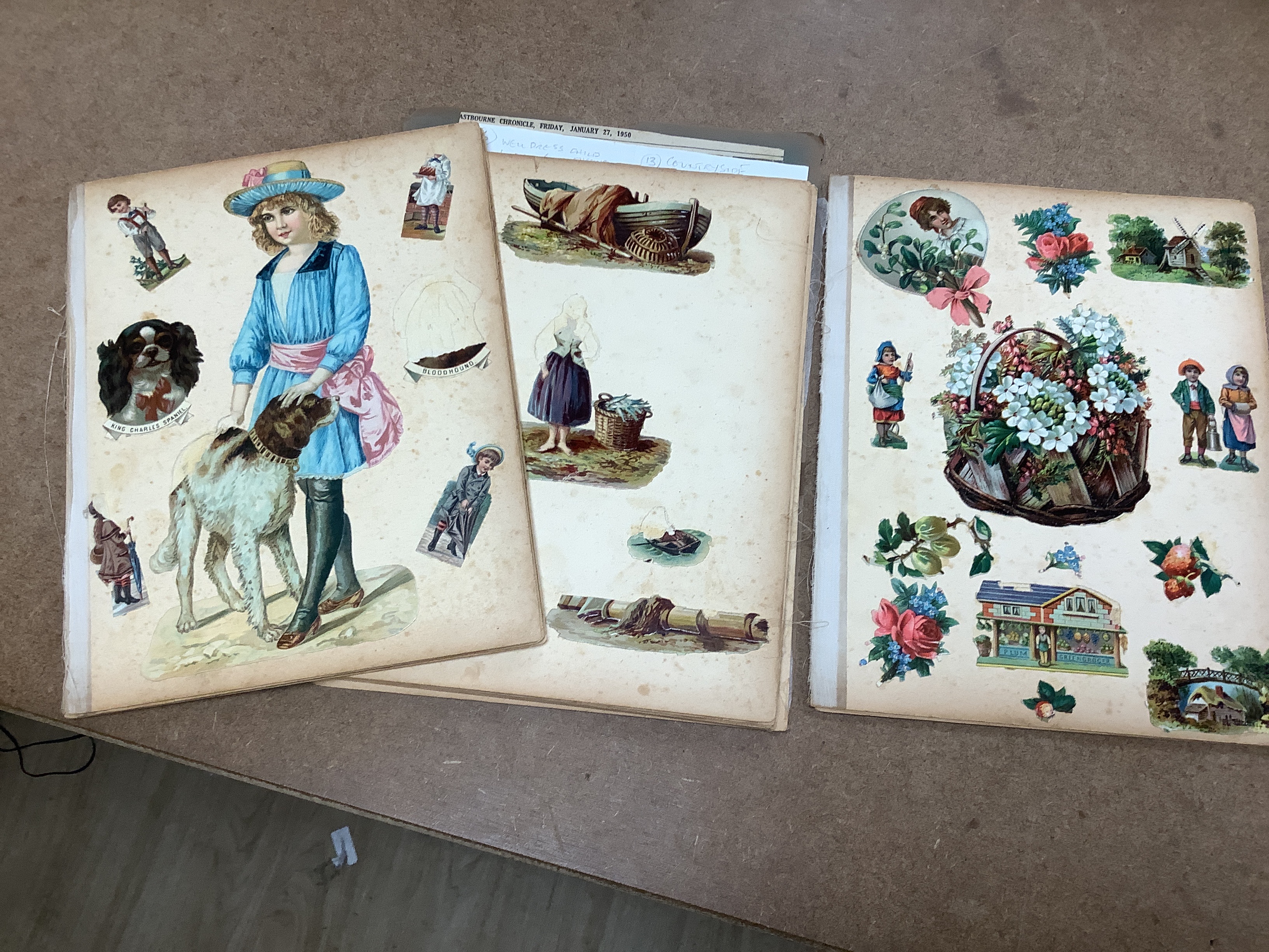 A 19th century watercolour album together with various scrap albums etc